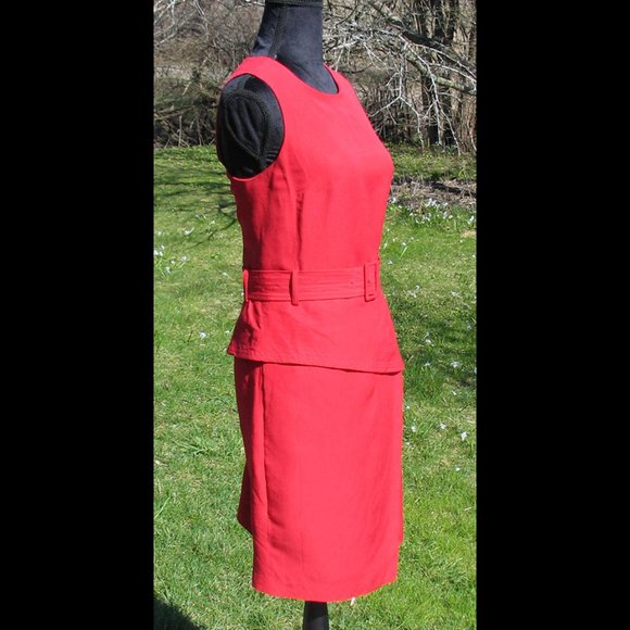 Banana Republic Classic Belted Summer Red Dress D0085 - Picture 3 of 3